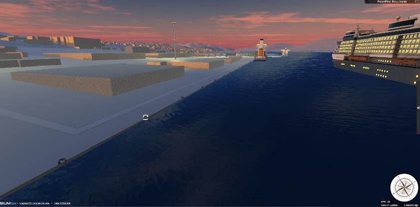 3D-visning av kaiene i Breivika med lasteskip og cruiseskip